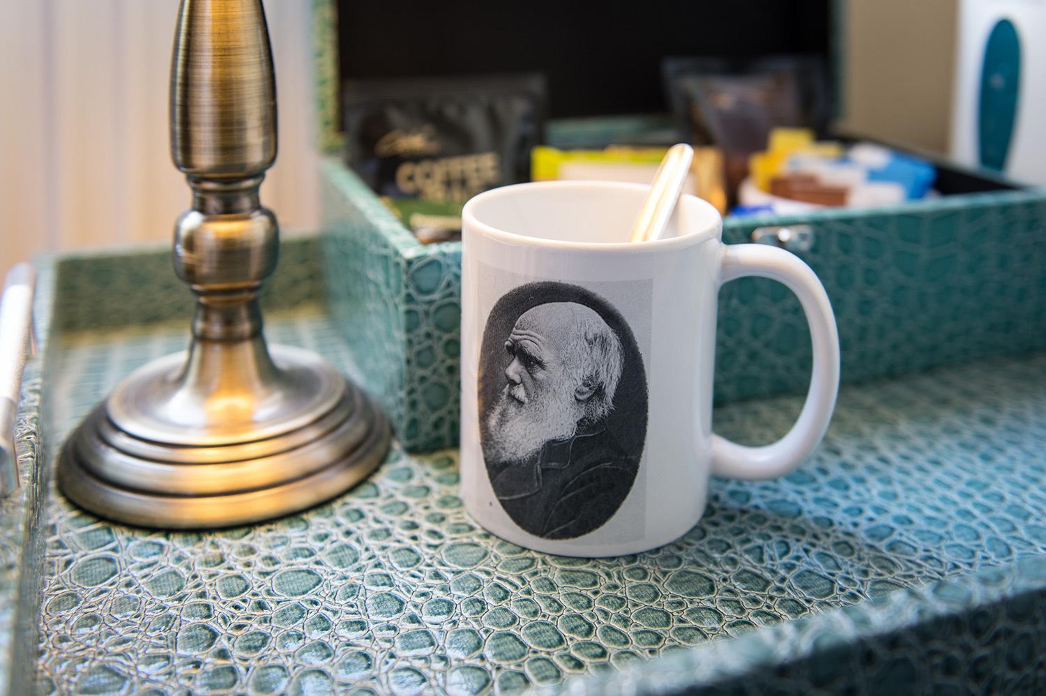 Bed and Breakfast Darwin'S Townhouse Shrewsbury Pokój zdjęcie A mug with a portrait of Darwin