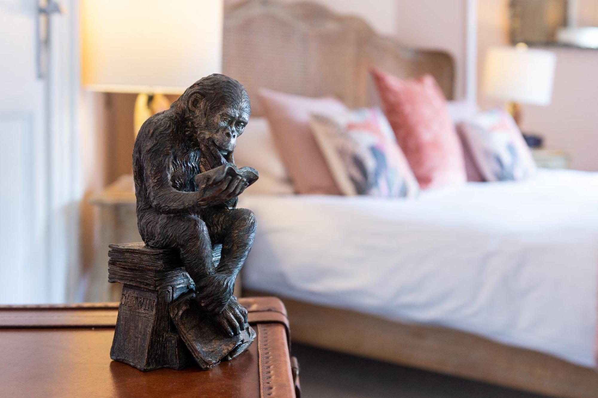 Bed and Breakfast Darwin'S Townhouse Shrewsbury Pokój zdjęcie A sculpture of a monkey sitting on a suitcase